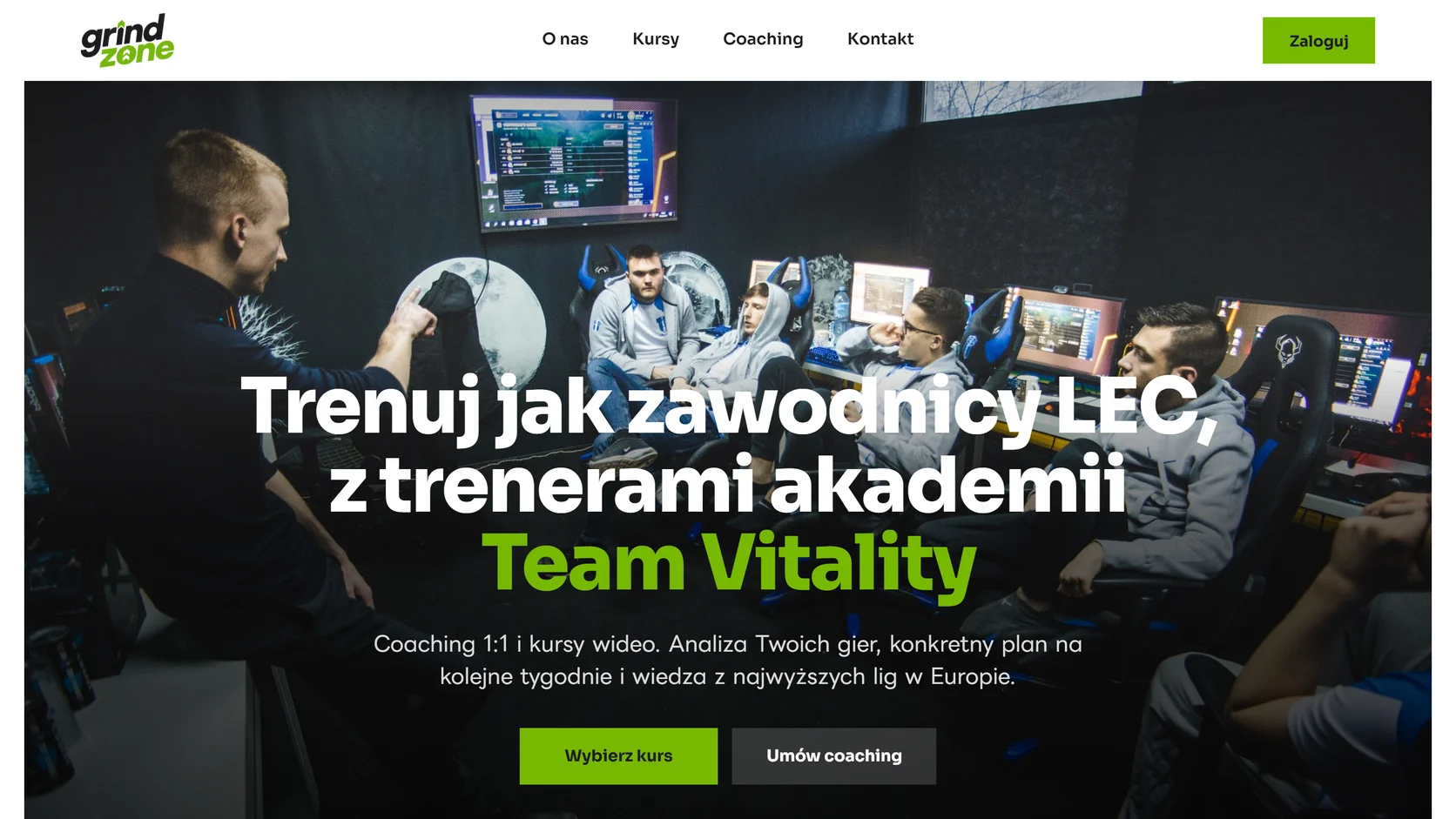 Strona akademii Grind Zone na desktopie i telefonie